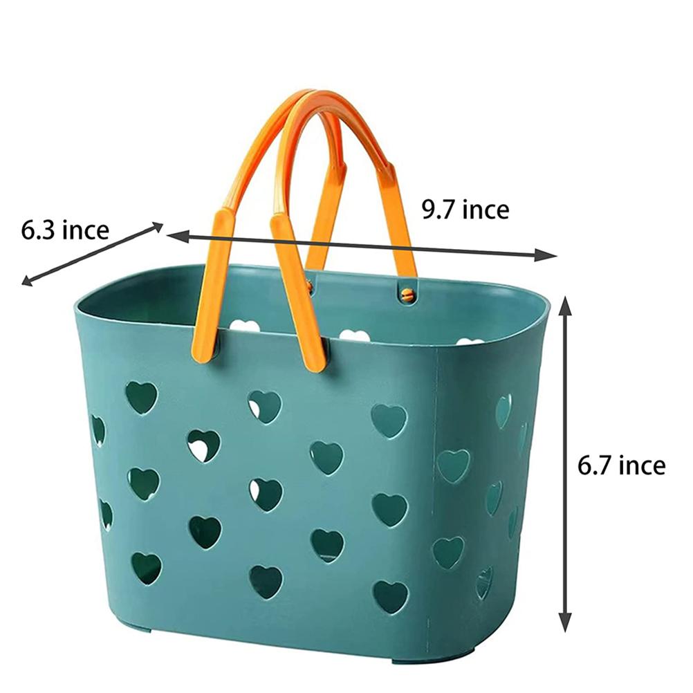 Portable Foldable Shower Basket Storage Bin Deep Green 24.5x16.5cm