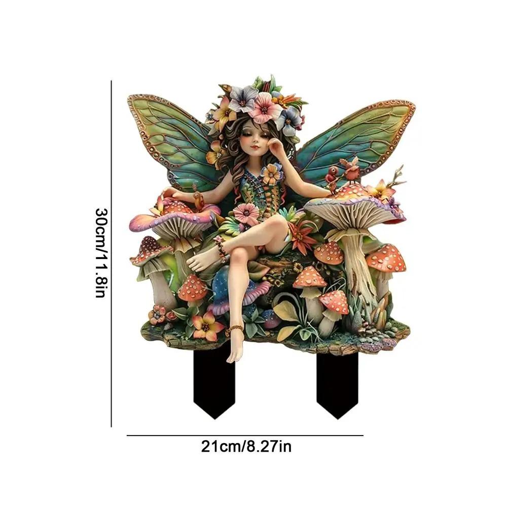 Elf Flower Pot Insert Plaque,Bohemian Fairy Flower Pot Decoration,Garden Fairy Statue, Fairy Garden Flower Pot Accessories