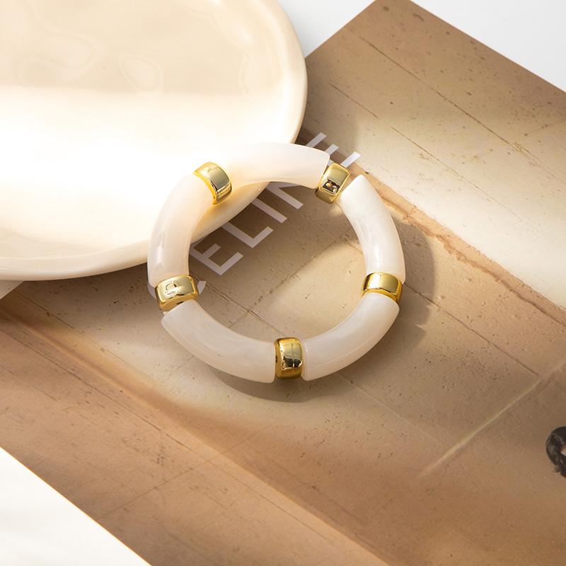 Vintage Multicolor Bamboo Joint Shaped Elastic Bracelets for Women Fashion Simple Handmade Personality Bracelets Female Jewelry