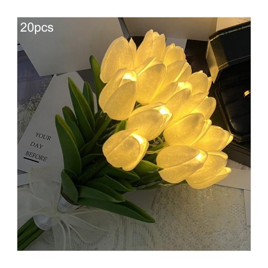 LED-beleuchtete künstliche Tulpenblumenlampe Real Touch Fälschung Tulpenstrauß Nachtlicht mit Band für Valentinstag Ostern Heimküche Hochzeitsdekoration