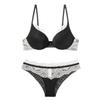 Sexy Lace Women Underwear Set Shiny French Push Up Bra Set 3/4 Cup Plus Size Underwire Brassiere Deep V Lingerie and Panties