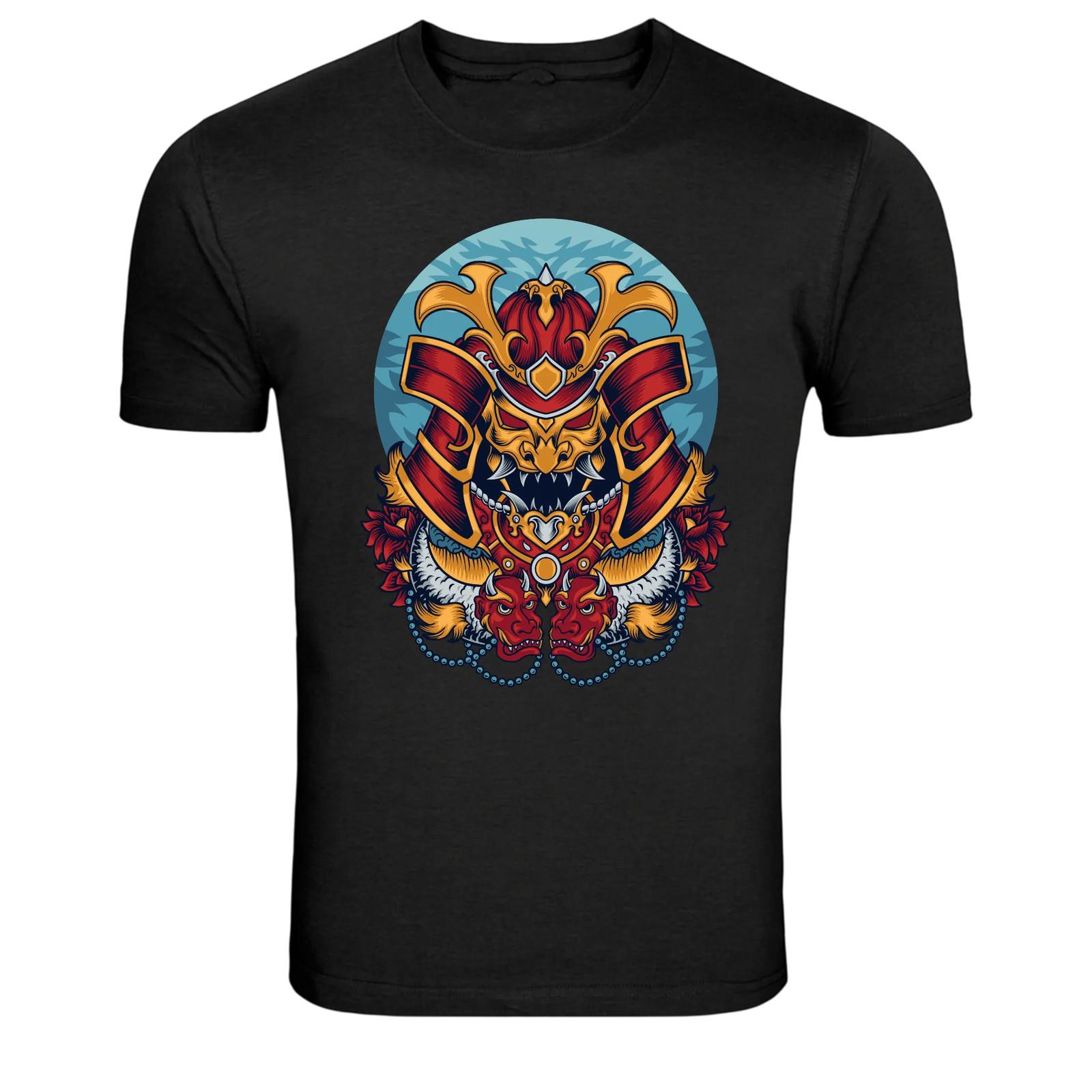 Samurai Mask Demon Warrior Japanese Graphic T-Shirt S