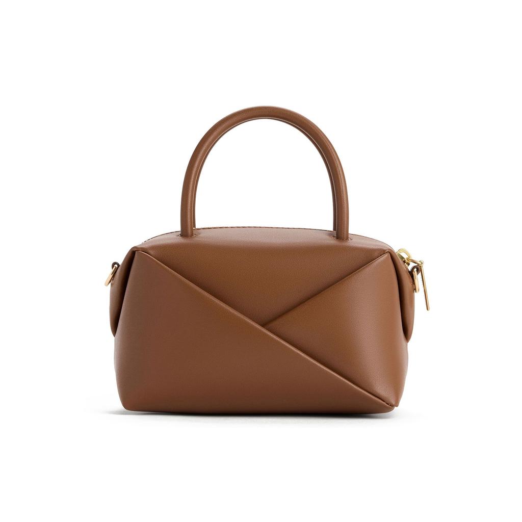 Charles & Keith Small CK 26 Summer Minimalist Tote Bag Origami Bag PU Crossbody Handbag Small Women tote bags Chocolate Black CK2-30271722