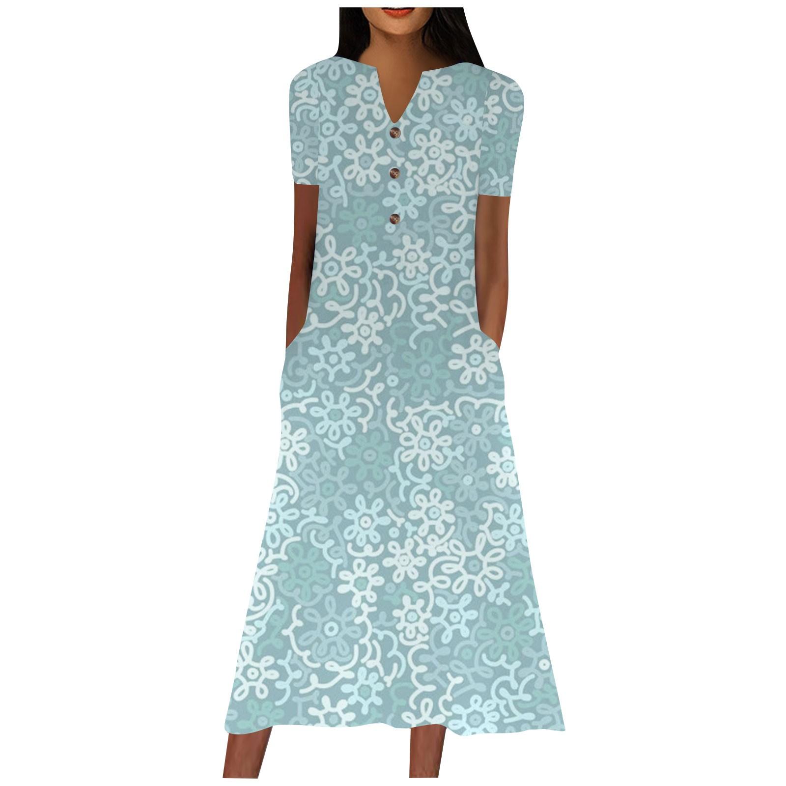 

Женское платье с V-образным вырезом, на пуговицах, с короткими рукавами, с цветочным принтом и карманами XXL