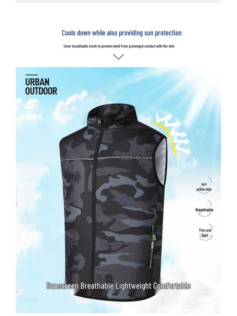 Summer Cooling Vest: Cross-Border Japan-Korea Style, Sleeveless, Heatstroke Prevention, Ideal for Outdoor Activities and Fishing.