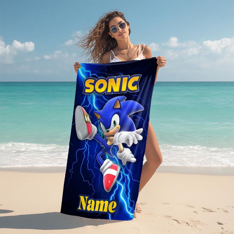 Personalized Sonic Adventure Beach Towel Microfiber Beach Towel Thin Absorbent for Beach Swimming Yoga Bath Sports. 091086