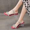 Mode Damen Sandalen Sommer 2025 Neu Kristall High Heels Partyschuhe Frau Bequem Dicke Ferse Pantoletten Sandalias Mujer