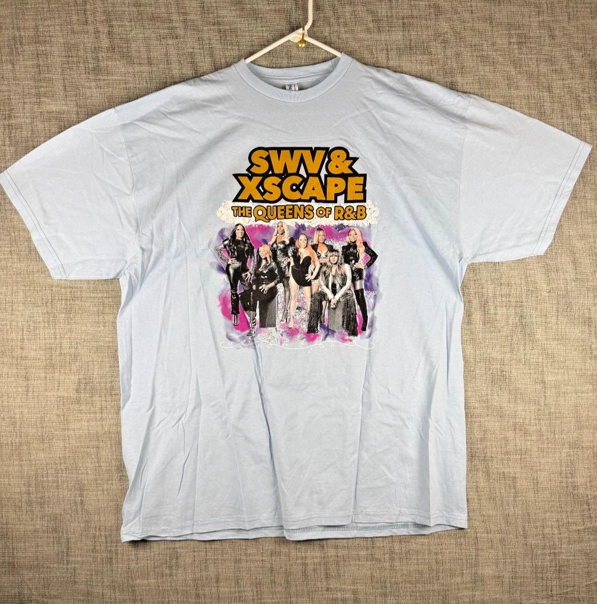 

Size 2XL - SWV XSCAPE The Queens of R&B Tour Portrait Dates Graphic 100% Cotton T-shirt Mens Tees Top Blue L