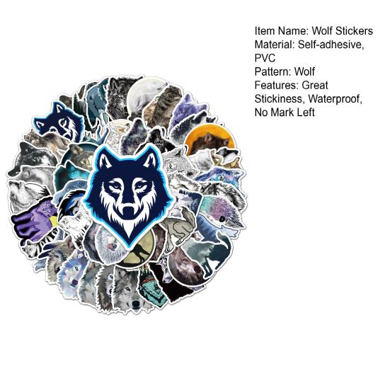 1 Set Autocolante Graffiti Lup Model Clar Imprimare Realistă Reutilizabile Impermeabile Conținut Bogat Decorați Autocolante Valiză Detașabile Lucruri pentru Studenți