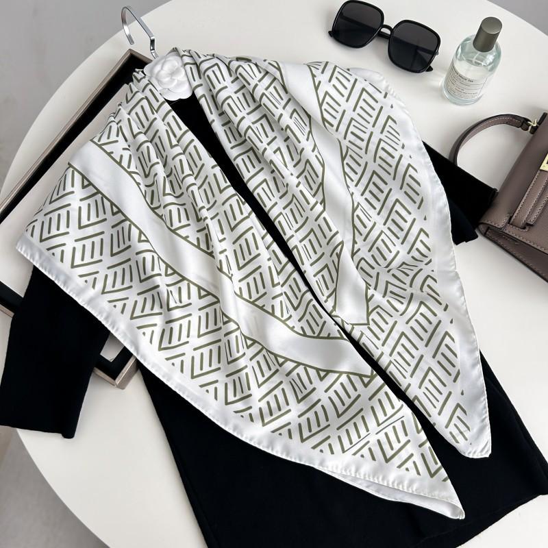 Čiernobiela hodvábna twill šatka so zvieracím vzorom - 90x90CM Jesenný/Zimný šál pre ženy