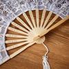Hollow Ribs Embroidered Folding Fan Tassel Pendant Dance Handheld  Fan  Dance Performance