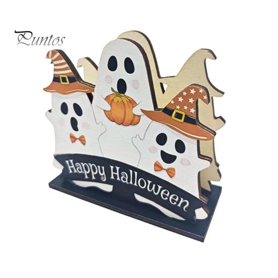 Halloween Party Supplies Wooden Napkin Holder, Ghost Pumpkin Decorative Tabletop Tissue Dispenser, Festive Desktop Decoration Paper Storage Organizer