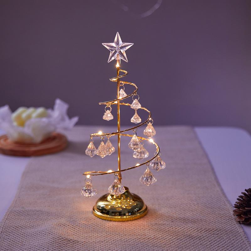 Christmas Decorations Electroplated Iron Christmas Tree Luminous Crystal Christmas Tree Night Light Christmas Gift Ornaments