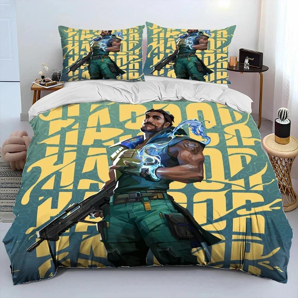 3D Print VALORANT Game Bedding Set Duvet Cover Bed Set Quilt Cover Pillowcase Comforter king Queen Size Boys Adult Bedding Set