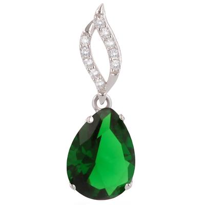 [Q8872] - Anhänger Silber 'Sissi' grün weiß silbern (rhodiniert) - 23x8 mm