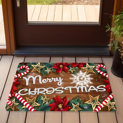 Christmas Theme Entrance Mat Entrance Decoration Non Slip Wear Mat Holiday Atmosphere Decoration