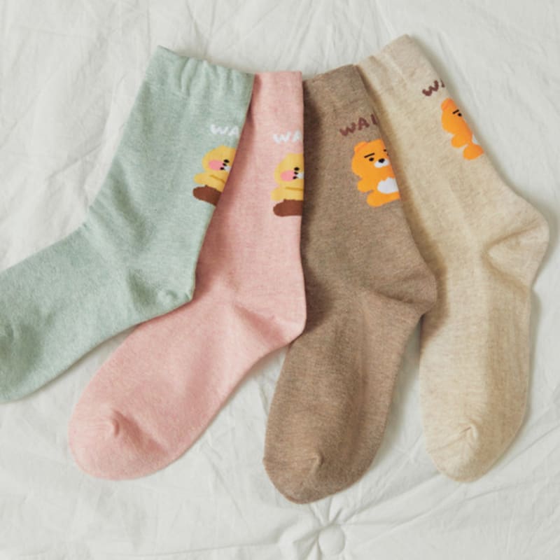 Kakao Friends Daily Socks Melange Mint_Chunshik