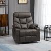 Manual Reclining Chair Recliner Armchair With Faux Leather Footrest Cup Holders 86x93x102cm Brown