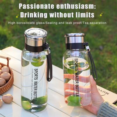 High Borosilicate Glass Water Bottle Wide Mouth BPA Free Food Grade Heat-Resistant Leakproof Drinking Kettle Water Container with Lid