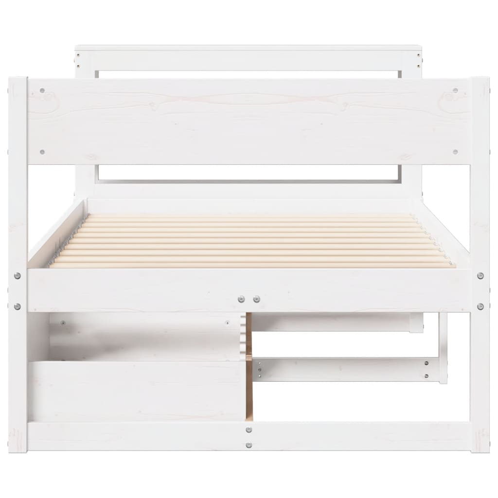Vidaxl Rama Łóżka Bez Materaca, Biała, 75X190 Cm, Lite Drewno Sosnowe