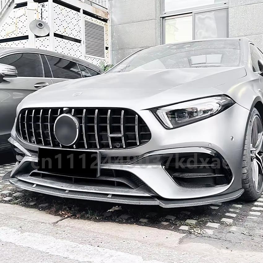For 2019-2023 Mercedes Benz A Class W177 A45 A45S AMG Car Front Bumper Lip Lower Blade Auto Spoiler Splitter Body Kits Tuning