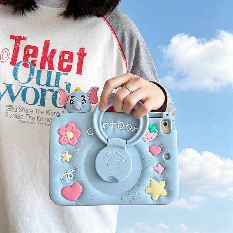 Silicone Tablet Case MatePad 11.5S 12.2 10.4 Air SE With 360 Rotating Stand Cartoon Elephant Design Soft Full Cover