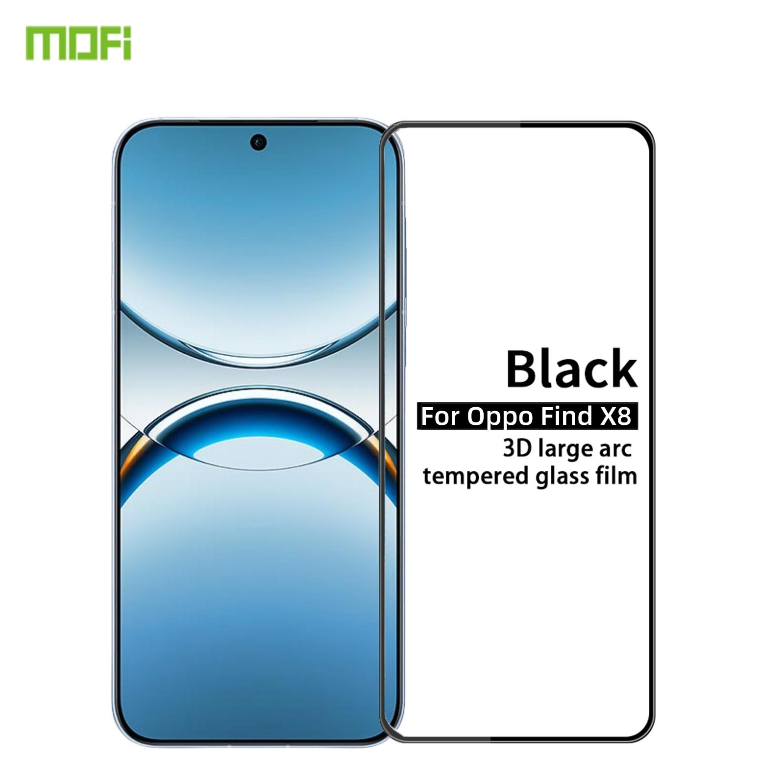 

For Oppo Find X8 5G Screen Protector MOFI 9H 3D Curved Tempered Glass Film Black
