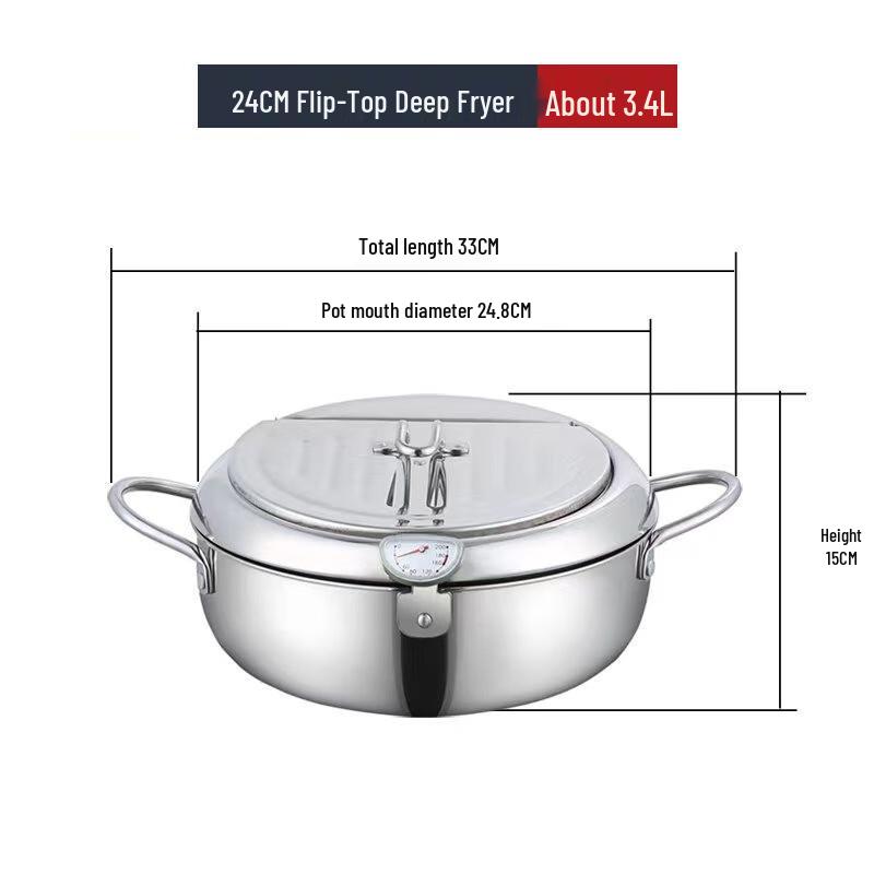 Stainless Steel Deep Fryer with Thermometer