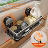 1pcs No-Drill Sink Storage Kitchen Rack Suction Cup Cloth Draining Rack Multifunctional Wall-Mounted Sink Shelf Utensils Dishes