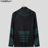 INCERUN Menn Mockneck Langermet Print Topper Uformell utstyrt underskjorter Tee