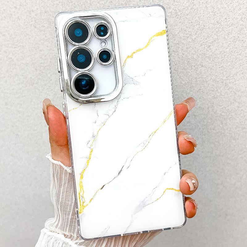 Suitable for New Samsung S25 Ultra Mobile Phone Case S24plus Double Sided Coated Imd Electroplated Marble A55 Case