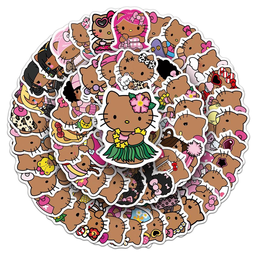 50 Black Cartoon Cat Stickers: Personalized Decorative Stickers for Notebooks, Skateboards, Scooters, and Refrigerators.