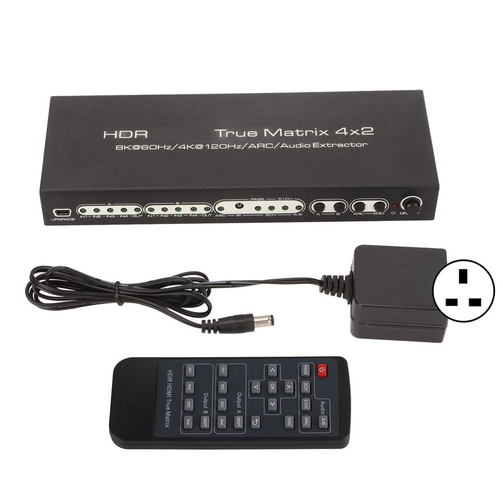 4x2 HD Multimedia Interface Matrix 8K 60Hz HDR ARC 40Gbps HD Matrix Switcher Extender with IR