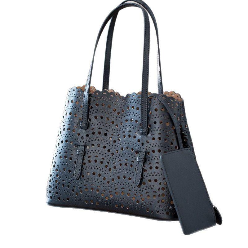 Small Wave Cutout Leather Tote Bag Crossbody Shoulder Set Women