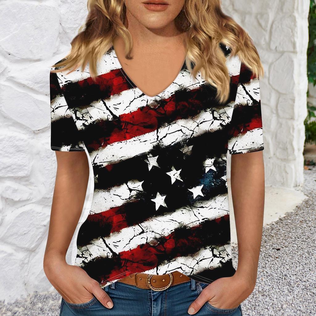 Trička s krátkým rukávem a výstřihem do V pro ženy, módní topy, moderní lehký měkký ležérní letní top