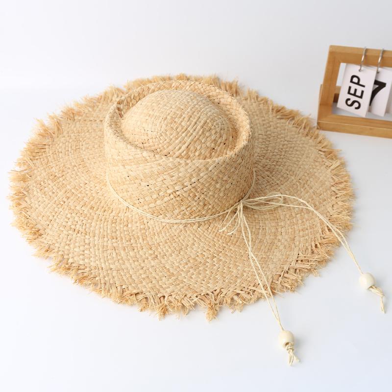 Summer Natural Raffia Sun Hat For Women Wide Brim Fashion Floppy Shade Dome Straw Hat Girl Outdoor Vacation Beach Hat Panama