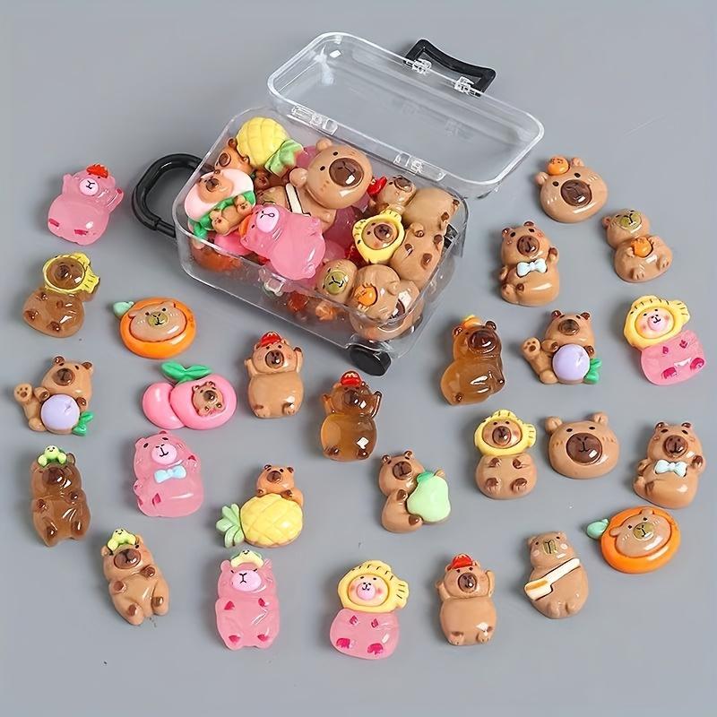 20 Mixed Capybara & 1 Suitcase,Colorful Fun Glow-in--Dark Cute Cartoon Capybara Ornaments, Fantasy Cartoon Animal Pendants Crafts