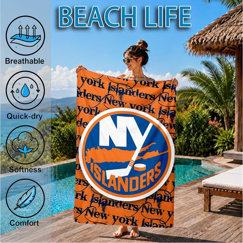 Islanders Hockey Pride Beach Towel, Super Soft Microfiber, Perfect Gift for Her/Him, Birthday, for Pool, Beach, Travel, Decor Beach Party