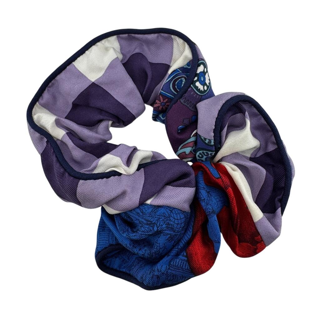 HERMES Scrunchie with tag silk Claudia hair accessory purple silk Women Used