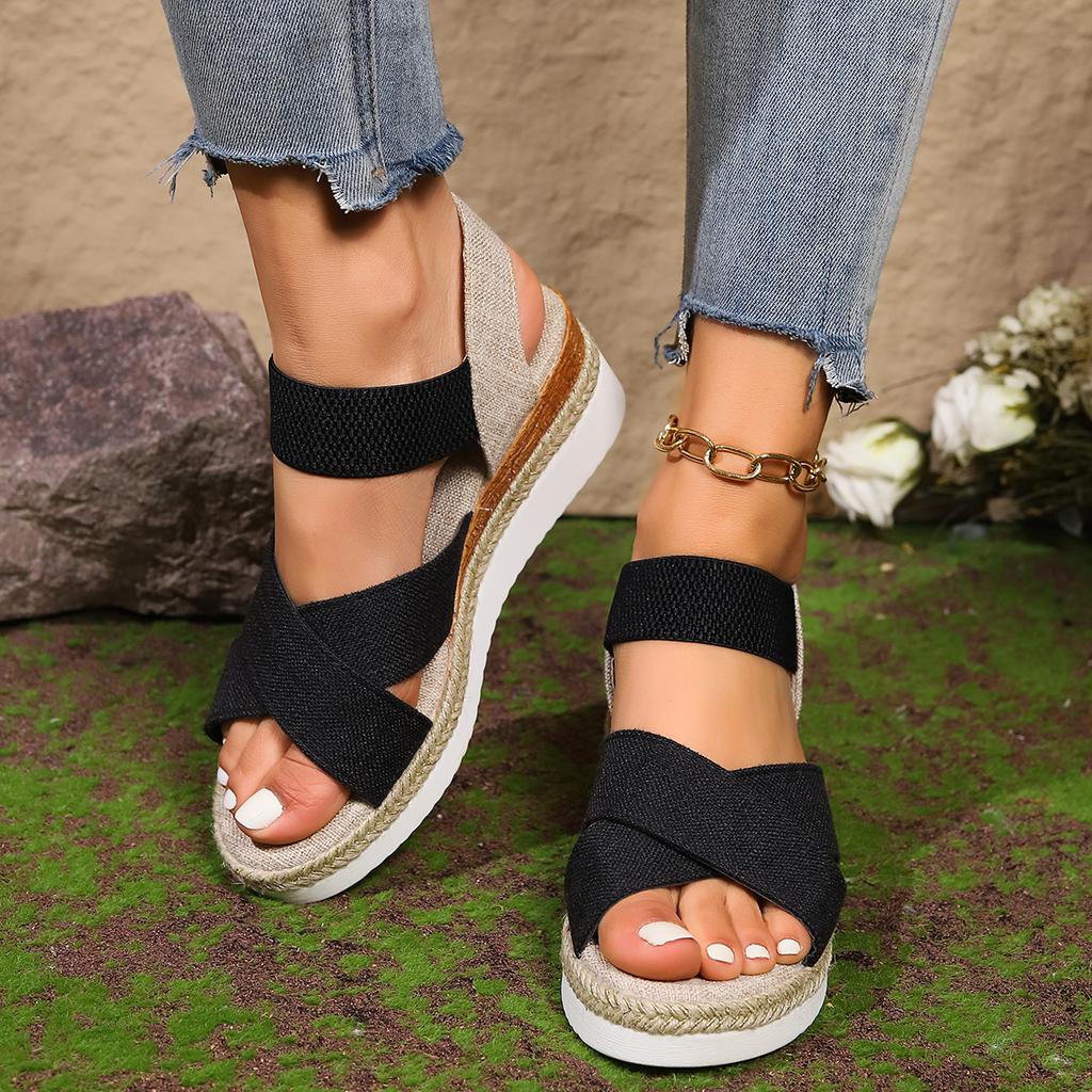 Fashion 2024 New Women Casual Slip on Lightweight Wedge Sandals Trend Peep Toe Platform Sandals Women Summer Fashion Shoes for Women
