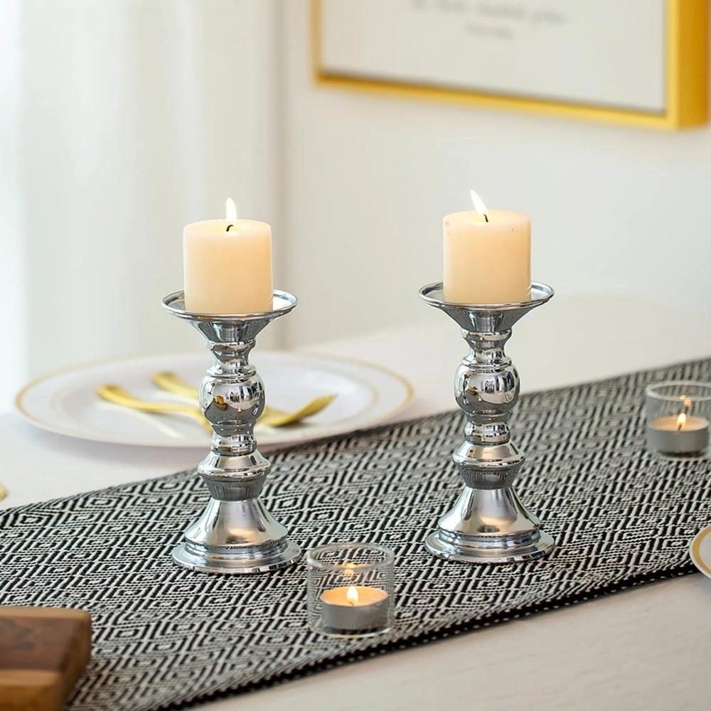 1/2Pcs Pillar Tabletop Candle Holders Vintage Elegant Metal Candlestick Holder Wedding Centerpieces Decoration