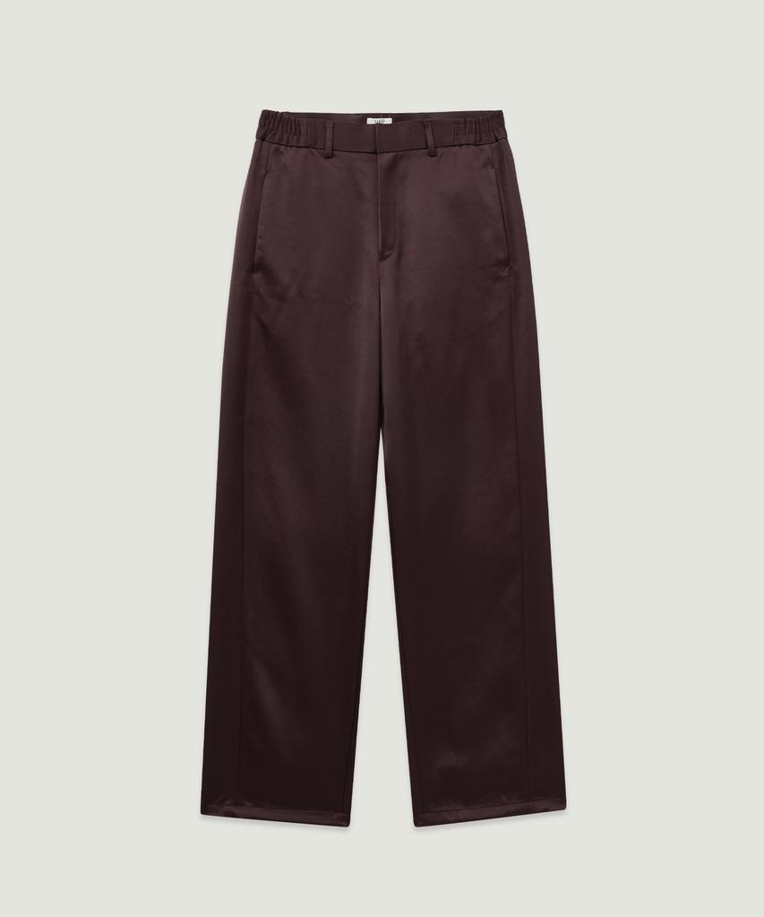 LMOOD Satin Wide Slacks Brown