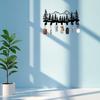Metal Wall Mount Key Holder Rack with Mountain and Tree Design Multiple Hooks for Entryway Organization and Home Storage