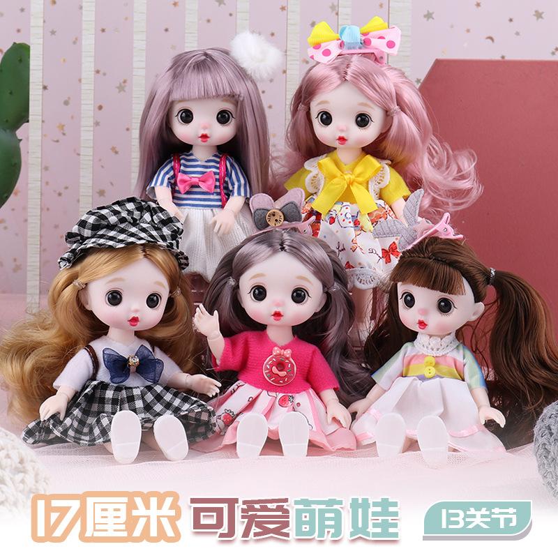 

17cm 8 Min 13 Joint Cute Cute Baby Princess Dress Doll рожевий/чорний