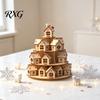 Christmas Party Decoration Wooden Advent Calendar, 24 House Countdown Display Stand with Tree DIY Holiday Shape, Festive Tabletop Shelf Decor,