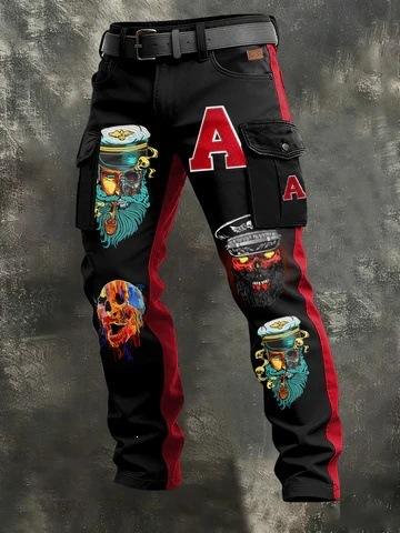Y popular D printed men's trousers retro overalls new punk men's clothing independent
