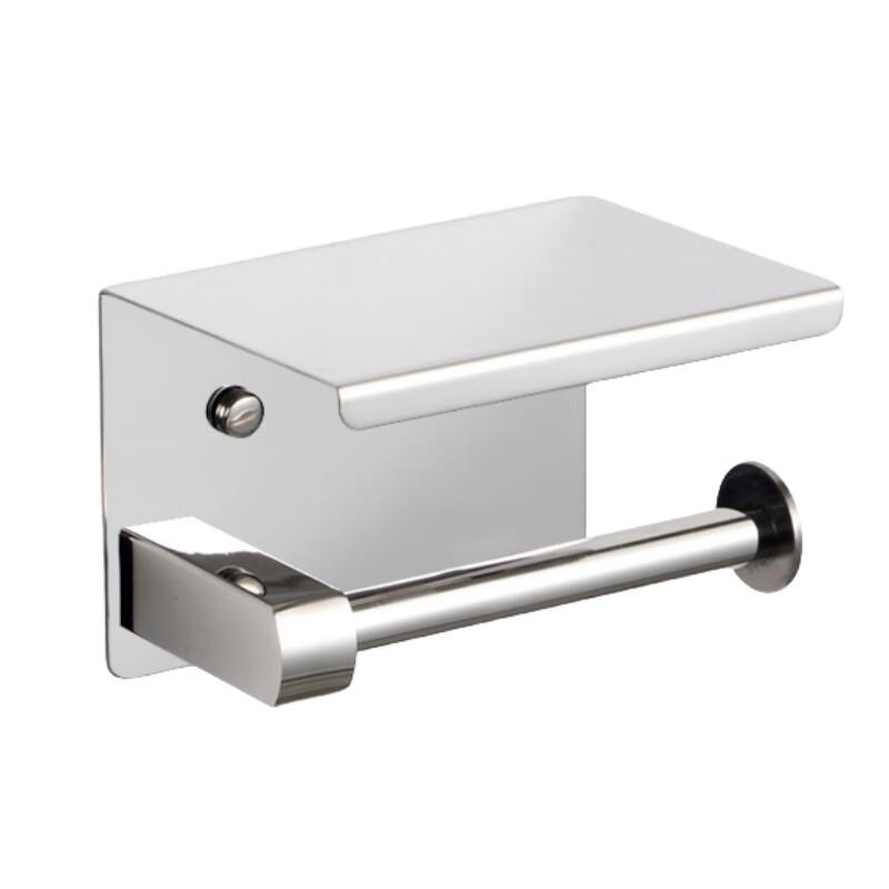 Punch-Free 304 Stainless Steel Toilet Paper Holder with Phone Shelf