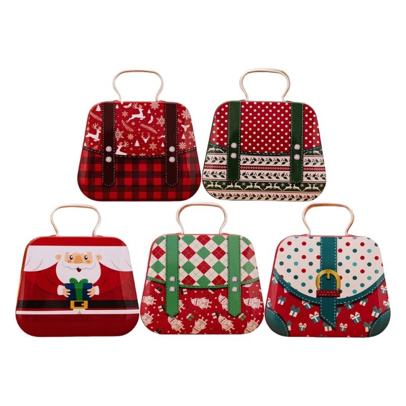 Holiday Themed Metal Carry Case Christmas Theme Tin Carry Holder for Gifts and Trinket with Convenient Handle