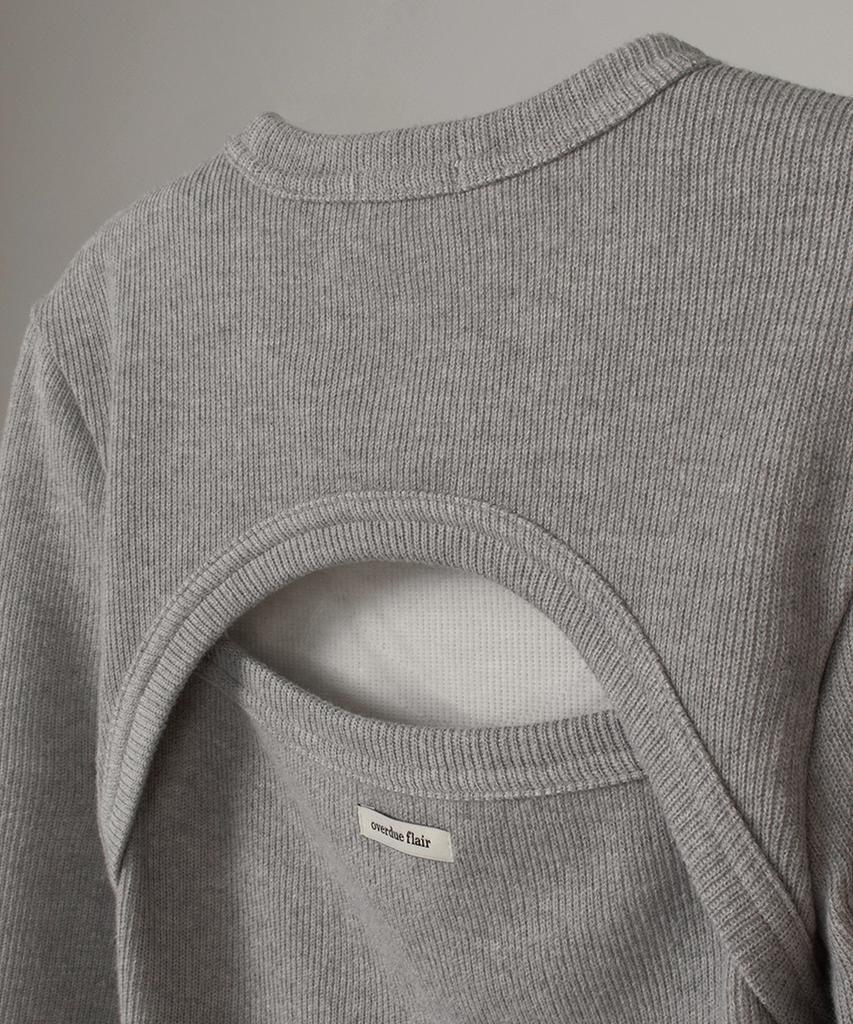 Obeodyupeulleeo Cut-Out Long Sleeves Top_Melange Gray