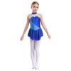 Rhinestone Sequins Figure Ice Skating Dress for Girls Kids Ballet Dance Dress Child Gymnastics Lyrical Dance Dress Costumes